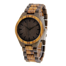 Black Sandalwood + Zebra Wood Watch - Wooden Band - Black Dial