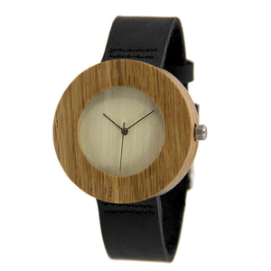 Oak Wood Watch - Leather Band - No Index