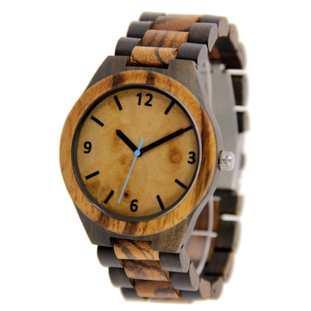 2-Tone Wood Watch - Wooden Band - Arabic Numerals