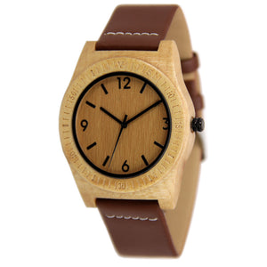Maple Wood Watch - Leather Band - Arabic Numerals