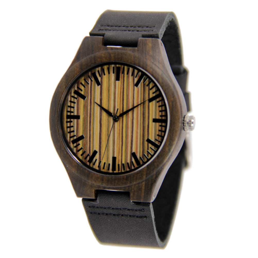 Black Sandalwood Watch - Leather Band - Line Index