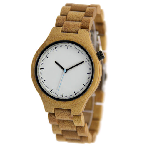 Bamboo Watch - Wooden Band - Blue Second