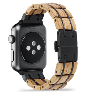 Black Apple Watch Band Oak Wood