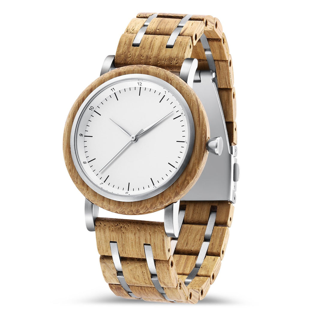 CHIC Oak Wood Stainless Steel Men Watches