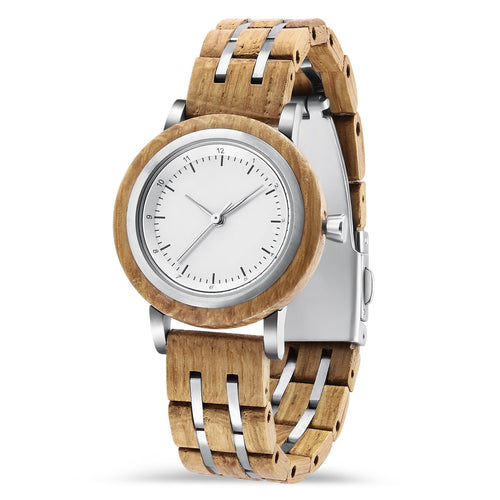 CHIC Oak Wood + Stainless Steel Women Watches