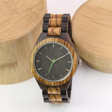 2-Tone Wooden Watch - Wooden Band - Green Hand
