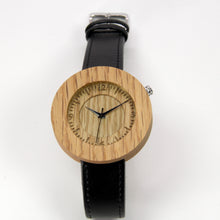 Oak Wood Watch - Leather Band - Engraved Index