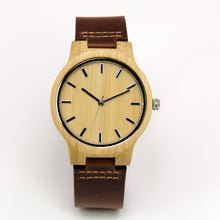 Bamboo Watch - Leather Band - Line Index