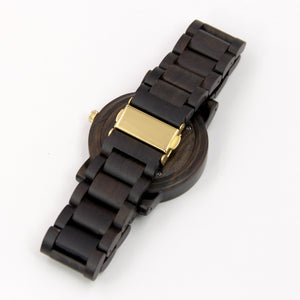 Black Sandalwood Watch - Wooden Band - Golden Index