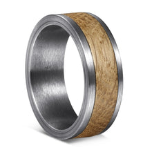 ROCK Whisky Barrel Wood Ring Silver