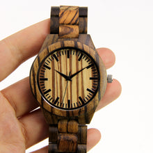 Black Sandalwood + Zebra Wood Watch - Wooden Band - Zebra Dial