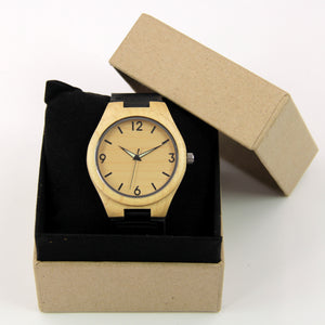 Maple Wood Watch - Leather Band - Arabic Numerals