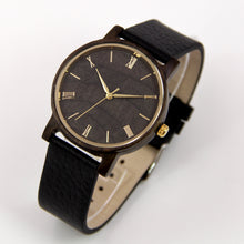 Black Sandalwood Watch - Leather Band - Golden Index