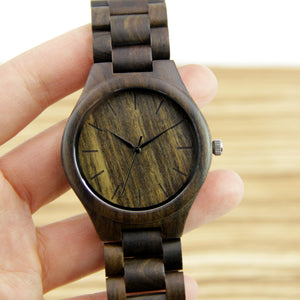 Black Sandalwood Watch - Wooden Band - Engraved Dial