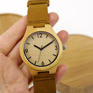 Bamboo Watch - Leather Band - Numbers