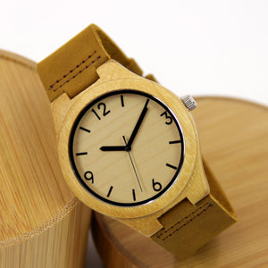 Bamboo Watch - Leather Band - Numbers