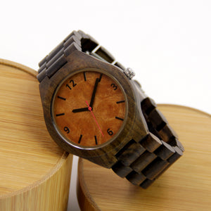 Black Sandalwood Watch - Wooden Band - Arabic Numerals