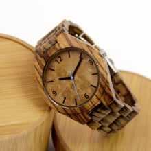 Zebra Wood Watch - Wooden Band - Arabic Numerals