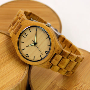 Bamboo Watch - Wooden Band - Arabic Numerals