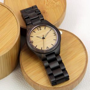 Black Sandalwood Watch - Wooden Band - Arabic Numerals
