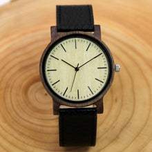 Walnut Wood Watch - Leather Band - Beige Dial
