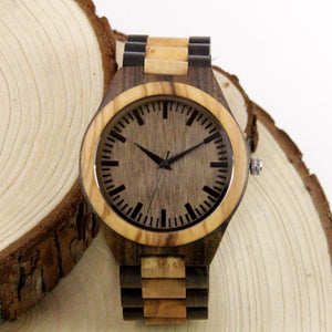 2-Tone Wood Watch - Wooden Band - Line Index