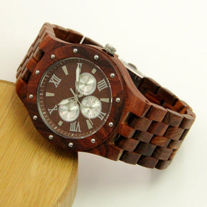 Red Sandalwood Watch - Wooden Band - Roman Numerals