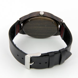 Black Sandalwood Watch - Leather Band - Red Hand
