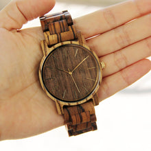 Zebra Wood Watch - Wooden Band - Golden Index