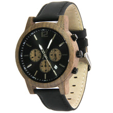 PIONEER Walnut Wood Watch - Leather Band - Stop Watch