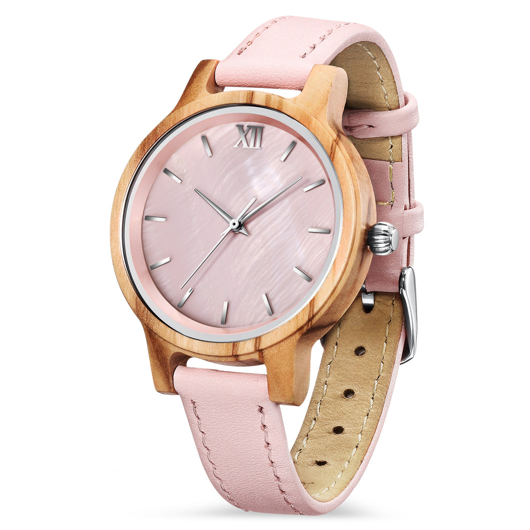 CHLOE Nature Olive Wood Pearl Women Watches