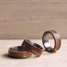 ROCK Whisky Barrel Wood Ring Silver For Men Gift