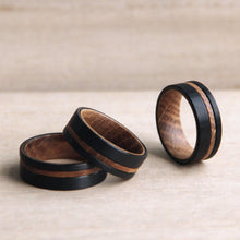 ROCK Whisky Barrel Wood Tungsten Ring For Men Black