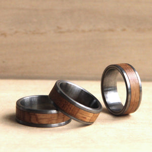 ROCK Whisky Barrel Wood Ring Silver