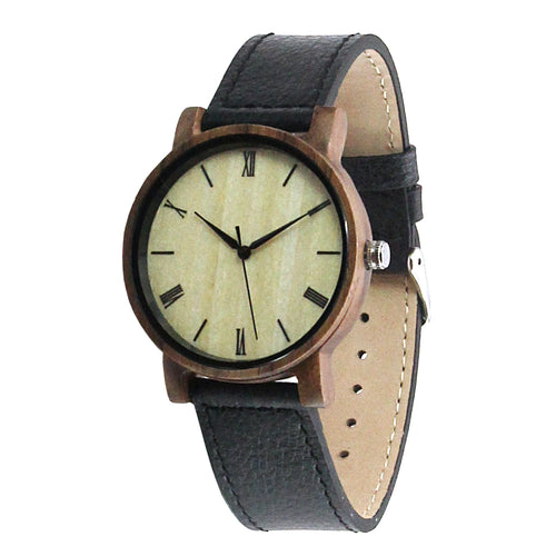 Walnut Wood Watches - Leather Band - Black Index